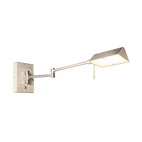Qazqa - Design Design-Wandleuchte aus Stahl I Silber I nickel matt inkl. LED dimmbar - Notia Dimmer I Dimmbar I Wohnzimmer I Schlafzimmer - Stahl Länglich - I LED von Qazqa