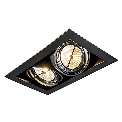 Qazqa - Design Einbaustrahler schwarz AR111 verstellbar 2-flammig - Oneon I Wohnzimmer I Schlafzimmer - Stahl Rechteckig - LED geeignet G53 Qazqa - Design Einbaustrahler schwarz AR111 verstellbar 2-flammig - Oneon I Wohnzimmer I Schlafzimmer - Stahl Rechteckig - LED geeignet G53 von Qazqa