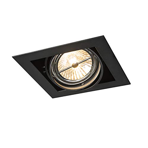 Qazqa - Design Einbaustrahler schwarz AR111 verstellbar - Oneon I Wohnzimmer I Schlafzimmer - Stahl Quadratisch - LED geeignet G53 von Qazqa