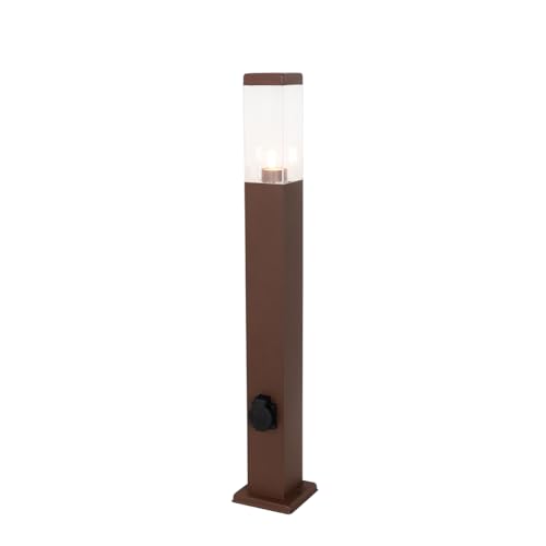 Qazqa - Design Gartenleuchte Rostbraun 80 cm mit Steckdose IP44 - Malios I Außenbeleuchtung - Stahl Länglich - LED geeignet E27 Qazqa - Design Gartenleuchte Rostbraun 80 cm mit Steckdose IP44 - Malios I Außenbeleuchtung - Stahl Länglich - LED geeignet E27 von Qazqa