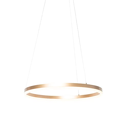 Qazqa - Design Hängelampe I Pendellampe I Pendelleuchte Gold I Messing 60 cm inkl. LED 3 Stufen dimmbar - Anello Dimmer I Dimmbar I Wohnzimmer I Schlafzimmer - Aluminium Rund - I Qazqa - Design Hängelampe I Pendellampe I Pendelleuchte Gold I Messing 60 cm inkl. LED 3 Stufen dimmbar - Anello Dimmer I Dimmbar I Wohnzimmer I Schlafzimmer - Aluminium Rund - I von Qazqa