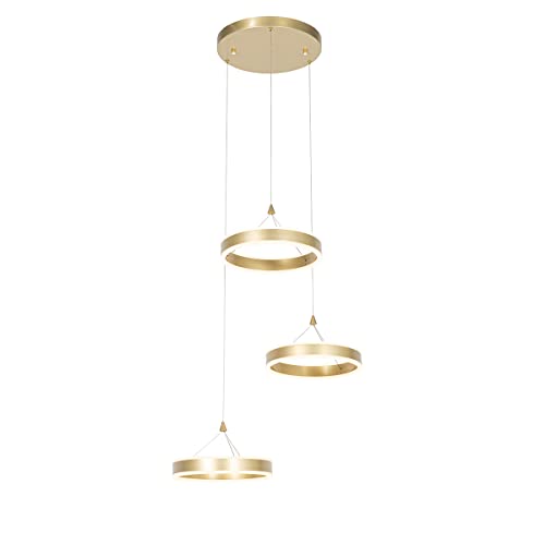 Qazqa - Design Hängelampe I Pendellampe I Pendelleuchte Messing rund inkl. LED 3-flammig-Stufen dimmbar 3-flammig-Licht - Lyani I Wohnzimmer I Schlafzimmer - Aluminium Rund - I L von Qazqa