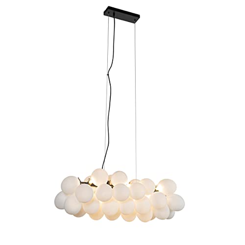 Qazqa - Design Hängelampe I Pendellampe I Pendelleuchte schwarz mit Opalglas 8-flammig länglich - Uvas I Wohnzimmer I Schlafzimmer - Länglich - LED geeignet G9 Qazqa - Design Hängelampe I Pendellampe I Pendelleuchte schwarz mit Opalglas 8-flammig länglich - Uvas I Wohnzimmer I Schlafzimmer - Länglich - LED geeignet G9 von Qazqa