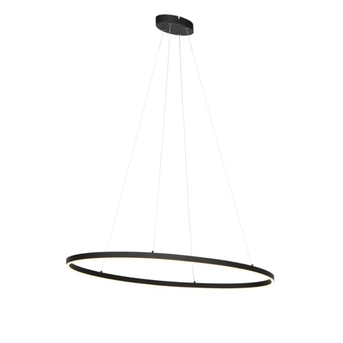 Qazqa - Design Hängelampe I Pendellampe I Pendelleuchte schwarz oval inkl. LED 3-stufig dimmbar - Ovallo Dimmer I Dimmbar I Wohnzimmer I Schlafzimmer - Stahl Oval - I LED Qazqa - Design Hängelampe I Pendellampe I Pendelleuchte schwarz oval inkl. LED 3-stufig dimmbar - Ovallo Dimmer I Dimmbar I Wohnzimmer I Schlafzimmer - Stahl Oval - I LED von Qazqa