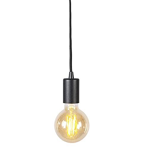 Qazqa - Design Industrie I Vintage I Hängelampe I Pendellampe I Pendelleuchte Schwarz Rund - Facil I Wohnzimmer I Schlafzimmer - Stahl Zylinder - LED geeignet E27 von Qazqa
