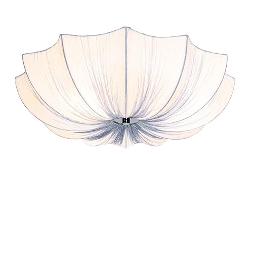 Qazqa - Design Japandi Deckenleuchte I Deckenlampe I Lampe I Leuchte Grau Seide 52cm 3-flammig - Plu I Wohnzimmer I Schlafzimmer - Textil Rund - LED geeignet E27 von Qazqa