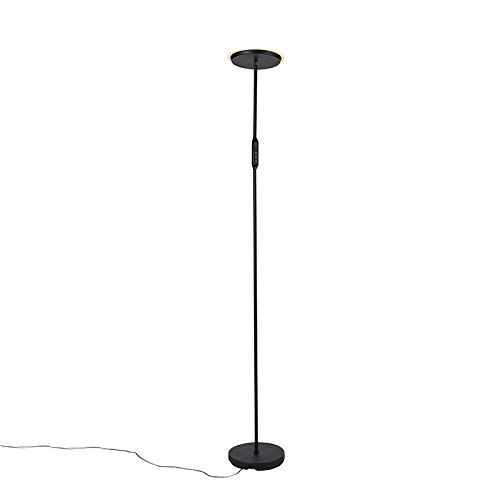 Qazqa - Design Moderne Stehlampe schwarz inkl. LED und Dimmer - Bumu Touch-funktion Dimmer I Dimmbar I Wohnzimmer I Schlafzimmer I Deckenfluter - Stahl Länglich - I LED von Qazqa