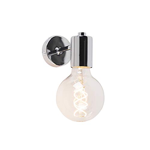 Qazqa - Design Moderne Wandleuchte Chrom neigbar - Facil I Wohnzimmer I Schlafzimmer - Stahl Rund - LED geeignet E27 von Qazqa