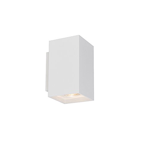 Qazqa - Design Moderne Wandleuchte quadratisch weiß - SandyI 2-flammig I Wohnzimmer I Schlafzimmer I Up & Down - Stahl Rechteckig - LED geeignet GU10 Qazqa - Design Moderne Wandleuchte quadratisch weiß - SandyI 2-flammig I Wohnzimmer I Schlafzimmer I Up & Down - Stahl Rechteckig - LED geeignet GU10 von Qazqa