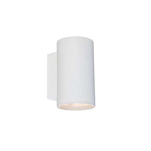 Qazqa - Design Moderne Wandleuchte rund weiß - SandyI 2-flammig I Wohnzimmer I Schlafzimmer I Up & Down - Aluminium Rund - LED geeignet GU10 von Qazqa