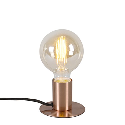 Qazqa - Design Romantische Tischlampe Kupfer - Facil I Schlafzimmer I Nachttischleuchte - Stahl Zylinder - LED geeignet E27 von Qazqa