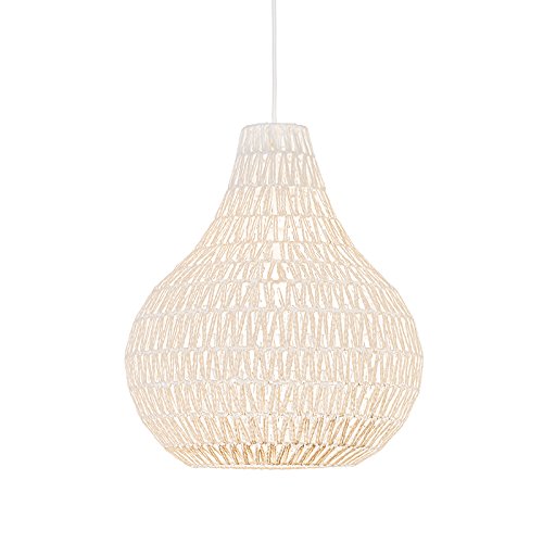 Qazqa - Design Skandinavische Hängelampe I Pendellampe I Pendelleuchte weiß 45 cm - Lina Drop I Wohnzimmer I Schlafzimmer - Seil Rund - LED geeignet E27 von Qazqa
