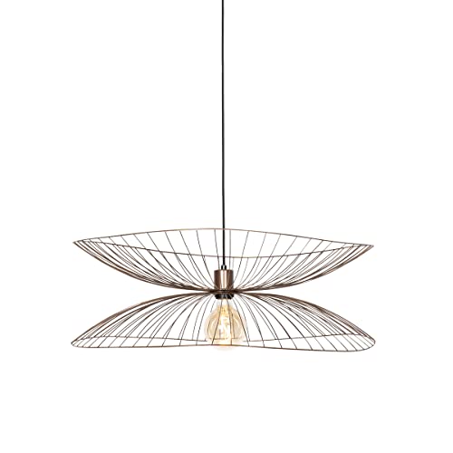 QAZQA - Design Smarte Pendelleuchte I Pendellampe I Hängelampe I Pendellampe I Pendelleuchte I Lampe I Leuchte Dunkelbronze mit doppeltem Schirm inkl. Wifi G95 - Pua Dimmer I Dimmbar I Wohnzimmer I Sc von Qazqa