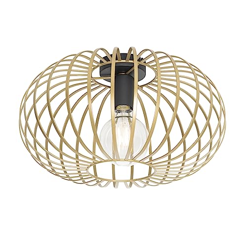 Qazqa - Design Smarte Deckenleuchte I Deckenlampe I Lampe I Leuchte Gold I Messing 39 cm inkl. WiFi G95 - Johanna Dimmer I Dimmbar I Wohnzimmer I Schlafzimmer - Stahl Rund - LED geeignet E27 von Qazqa