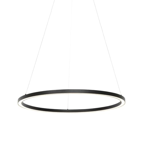 Qazqa - Design Smarte Hängelampe I Pendellampe I Pendelleuchte schwarz 80 cm inkl. LED und RGBW - Girello Dimmer I Dimmbar I Wohnzimmer I Schlafzimmer - Stahl Rund - I LED Qazqa - Design Smarte Hängelampe I Pendellampe I Pendelleuchte schwarz 80 cm inkl. LED und RGBW - Girello Dimmer I Dimmbar I Wohnzimmer I Schlafzimmer - Stahl Rund - I LED von Qazqa