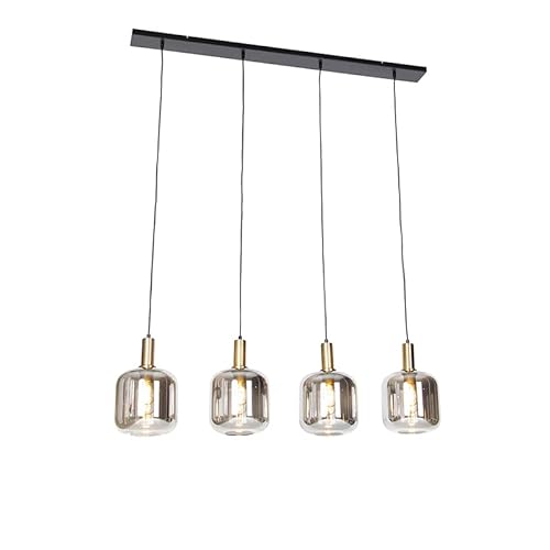 Qazqa - Design Smarte Hängelampe I Pendellampe I Pendelleuchte schwarz mit Rauchglas 4-flammig inkl. Wifi A60 - Zuzanna Dimmer I Dimmbar I Wohnzimmer I Schlafzimmer - Länglich - LED geeignet E27 Qazqa - Design Smarte Hängelampe I Pendellampe I Pendelleuchte schwarz mit Rauchglas 4-flammig inkl. Wifi A60 - Zuzanna Dimmer I Dimmbar I Wohnzimmer I Schlafzimmer - Länglich - LED geeignet E27 von Qazqa