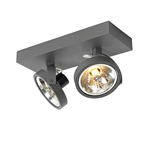 Qazqa - Design Spot I Spotlight I Deckenspot I Deckenstrahler I Strahler I Lampe I Leuchte grau verstellbar 2-flammig-flammig - Go I Wohnzimmer I Schlafzimmer - Aluminium Rechteckig - LED geeignet G9 von Qazqa