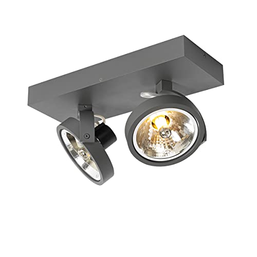 QAZQA - Design Spot I Spotlight I Deckenspot I Deckenstrahler I Strahler I Lampe I Leuchte grau verstellbar 2-flammig-flammig - Go I Wohnzimmer I Schlafzimmer - Aluminium Rechteckig - LED geeignet G9 von Qazqa
