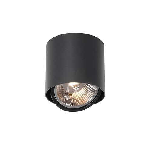 Qazqa - Design Spot schwarz AR111 - Impact I Wohnzimmer I Schlafzimmer - Aluminium Zylinder - LED geeignet GU10 von Qazqa