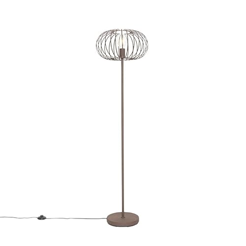 Qazqa - Design Design-Stehleuchte I Stehlampe I Standleuchte I Lampe I Leuchte Rostbraun Draht - Johanna I Wohnzimmer I Schlafzimmer - Stahl Länglich - LED geeignet E27 von Qazqa