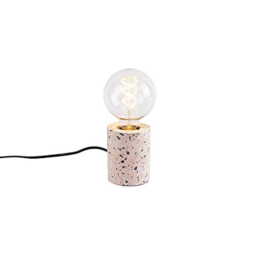 Qazqa - Design Tischlampe rosa Granit - Baranda I Wohnzimmer I Schlafzimmer I Nachttischleuchte - SteinIBeton Zylinder - LED geeignet E27 von Qazqa