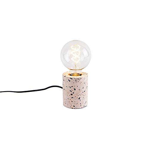 Qazqa - Design Tischlampe rosa Granit - Baranda I Wohnzimmer I Schlafzimmer I NachtNachttischlampe | Tischleuchte - SteinIBeton Zylinder - LED geeignet E27 von Qazqa