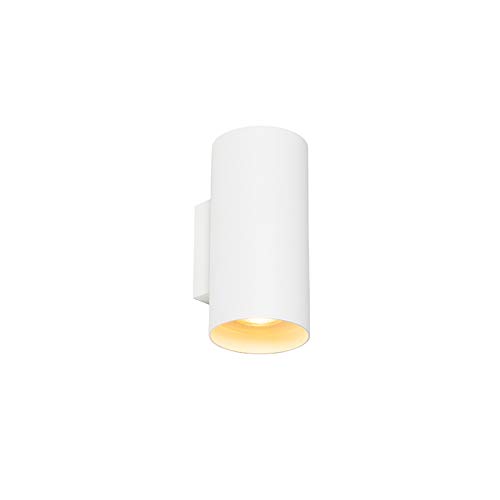 Qazqa - Design Wandleuchte weiß rund - SabI 2-flammig I Wohnzimmer I Schlafzimmer I Up & Down - Aluminium Zylinder - LED geeignet GU10 von Qazqa