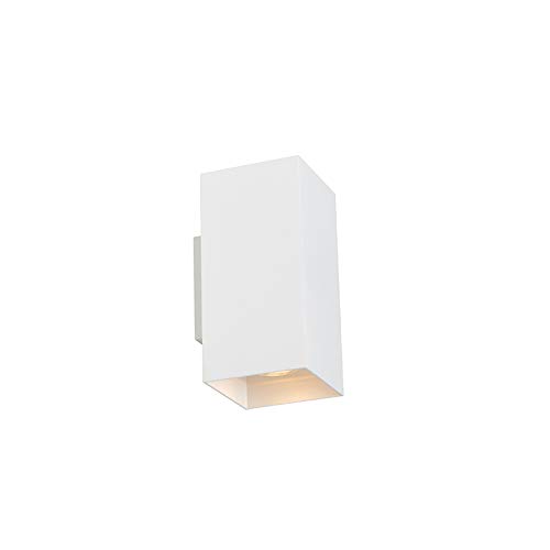 Qazqa - Design Wandleuchte weißes Quadrat - SabI 2-flammig I Wohnzimmer I Schlafzimmer I Up & Down - Aluminium Quadratisch - LED geeignet GU10 von Qazqa