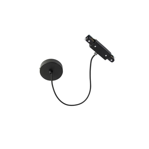 QAZQA - I Stromversorgung mit runder Montageplatte für 1-Phasenschiene schwarz - Iconic I Wohnzimmer I Schlafzimmer - Stahl Rund - LED geeignet von Qazqa
