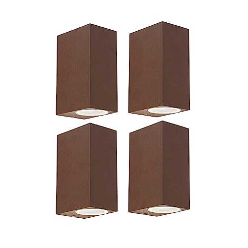 Qazqa - Industrie I Vintage I 4er Set Industrie-Außen Wandleuchten rostbraun IP44 - Baleno II I Außenbeleuchtung I Up & Down - Aluminium Rechteckig - LED geeignet GU10 Qazqa - Industrie I Vintage I 4er Set Industrie-Außen Wandleuchten rostbraun IP44 - Baleno II I Außenbeleuchtung I Up & Down - Aluminium Rechteckig - LED geeignet GU10 von Qazqa