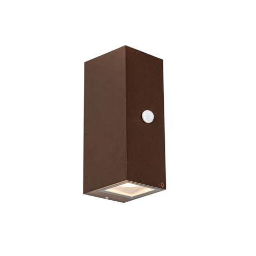 Qazqa - Industrie I Vintage I Außen Wandleuchte rostbraun 2-flammig GU10 AR70 IP44 mit Bewegungssensor - Baleno I Außenbeleuchtung I Up & Down - Aluminium Länglich - LED geeignet GU10 von Qazqa