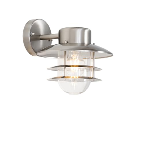 Qazqa - Industrie I Vintage I Industrie I Vintage I Außen Wandleuchte Stahl I Silber I nickel matt IP44 - Shell I Außenbeleuchtung - Stahl Rund - LED geeignet E27 Qazqa - Industrie I Vintage I Industrie I Vintage I Außen Wandleuchte Stahl I Silber I nickel matt IP44 - Shell I Außenbeleuchtung - Stahl Rund - LED geeignet E27 von Qazqa