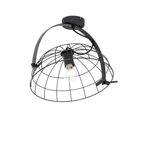 Qazqa - Industrie I Vintage I Industrie I Vintage I Deckenleuchte I Deckenlampe I Lampe I Leuchte schwarz 35 cm verstellbar - Hanze I Wohnzimmer I Schlafzimmer - Stahl Rund - LED geeignet E27 von Qazqa