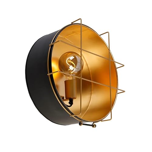 Qazqa - Industrie I Vintage I Industrie I Vintage I Deckenleuchte I Deckenlampe I Lampe I Leuchte schwarz mit Gold I Messing 35 cm - Barril I Wohnzimmer I Schlafzimmer - Stahl Rund - LED geeignet E27 Qazqa - Industrie I Vintage I Industrie I Vintage I Deckenleuchte I Deckenlampe I Lampe I Leuchte schwarz mit Gold I Messing 35 cm - Barril I Wohnzimmer I Schlafzimmer - Stahl Rund - LED geeignet E27 von Qazqa