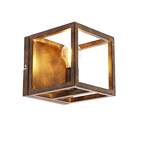 Qazqa - Industrie I Vintage I Industrie I Vintage I Wandleuchte rostbraun - Käfig I Wohnzimmer I Schlafzimmer - Stahl Quadratisch - LED geeignet E27 Qazqa - Industrie I Vintage I Industrie I Vintage I Wandleuchte rostbraun - Käfig I Wohnzimmer I Schlafzimmer - Stahl Quadratisch - LED geeignet E27 von Qazqa
