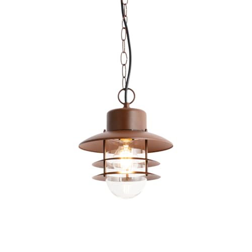 QAZQA - Industrie I Vintage I Industrie I Vintage I Pendelleuchte I Pendellampe I Hängelampe I Pendellampe I Pendelleuchte I Lampe I Leuchte Rostbraun IP44 - Shell I Außenbeleuchtung - Stahl Rund - LE von Qazqa