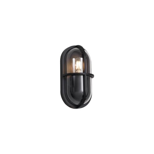 Qazqa - Industrie I Vintage I Outdoor-Außen Wandleuchte schwarz oval IP65 - Target I Außenbeleuchtung - Aluminium Oval - LED geeignet E27 von Qazqa