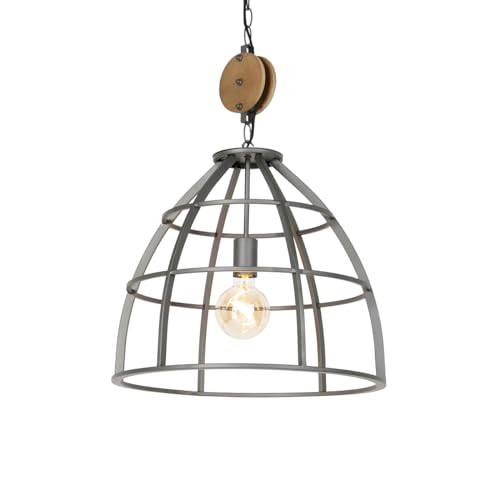 Qazqa - Industrie I Vintage I Smarte Hängelampe I Pendellampe I Pendelleuchte dunkelgrau mit Holz 47 cm inkl. WiFi G95 - Arthur Dimmer I Dimmbar I Wohnzimmer I Schlafzimmer - Rund - LED geeignet E27 Qazqa - Industrie I Vintage I Smarte Hängelampe I Pendellampe I Pendelleuchte dunkelgrau mit Holz 47 cm inkl. WiFi G95 - Arthur Dimmer I Dimmbar I Wohnzimmer I Schlafzimmer - Rund - LED geeignet E27 von Qazqa