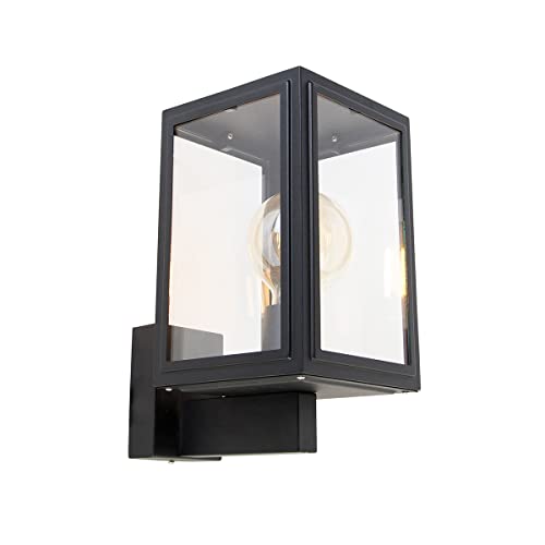 Qazqa - Industrie I Vintage I Smarte ländliche Außen Wandleuchte schwarz inkl. Wifi G95 - Sutton Up I Außenbeleuchtung I Up I Down - Edelstahl Würfel I Quadratisch - LED geeignet E27 von Qazqa