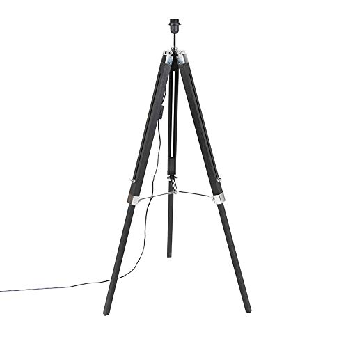 QAZQA - Industrie I Vintage I Ländliche Stehleuchte I Stehlampe I Standleuchte I Lampe I Leuchte schwarz ohne Schirm - Tripod I Dreifuß Lampe I Dreifuss I Wohnzimmer I Schlafzimmer - Holz Länglich - L QAZQA - Industrie I Vintage I Ländliche Stehleuchte I Stehlampe I Standleuchte I Lampe I Leuchte schwarz ohne Schirm - Tripod I Dreifuß Lampe I Dreifuss I Wohnzimmer I Schlafzimmer - Holz Länglich - L von Qazqa
