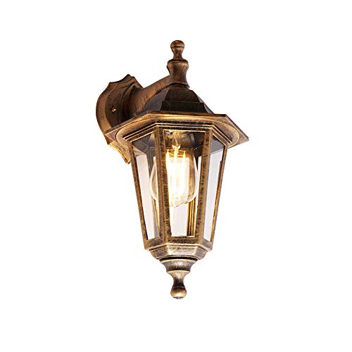 Qazqa - Klassisch I Antik Antike Außen Wandleuchte Gold I Messing IP44 - New Haven I Außenbeleuchtung - Kunststoff Rund - LED geeignet E27 von Qazqa