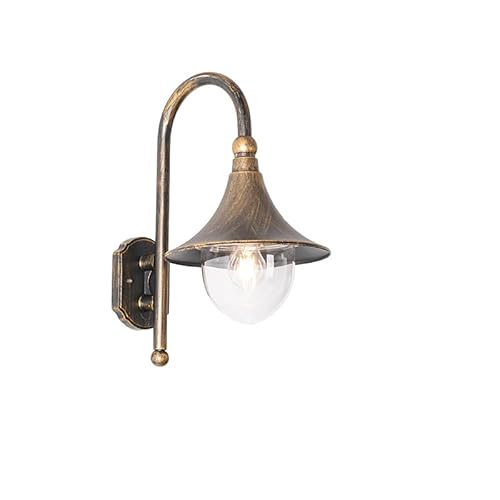 Qazqa - Klassisch I Antik Klassische Außen Wandleuchte AntikGold I Messing IP44 - Daphne I Außenbeleuchtung - Aluminium Rund - LED geeignet E27 von Qazqa