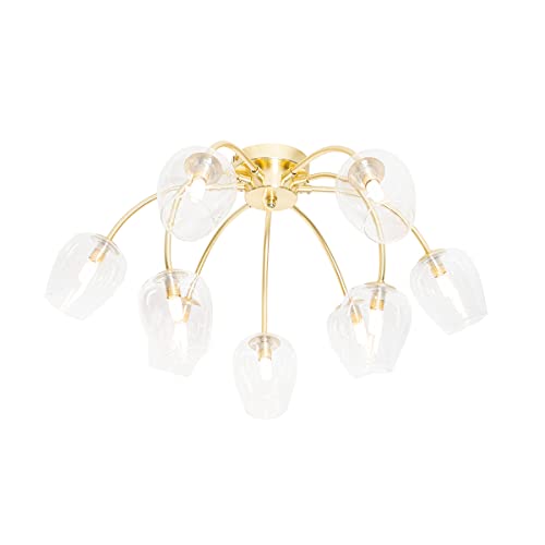 Qazqa - Klassisch I Antik Klassische Deckenlampe Gold I Messing mit Glas 9 Lichter - Elien I Wohnzimmer I Schlafzimmer - Stahl Rund - LED geeignet G9 von Qazqa