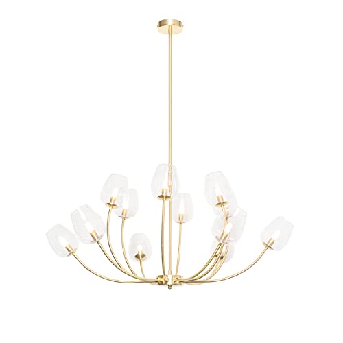 Qazqa - Klassisch I Antik Klassische Hängelampe I Pendellampe I Pendelleuchte Gold I Messing mit Glas 12 Lichter - Elien I Wohnzimmer I Schlafzimmer - Stahl Rund - LED geeignet G9 von Qazqa