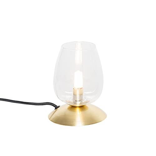Qazqa - Klassisch I Antik Klassische Tischlampe Gold I Messing mit Glas - Elien I Wohnzimmer I Schlafzimmer - Stahl Rund - LED geeignet G9 von Qazqa