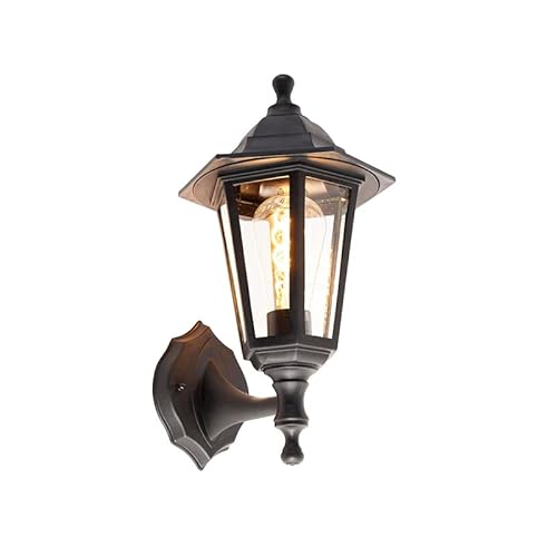 Qazqa - Klassisch I Antik Romantische Außen Wandleuchte schwarz IP44 - New Haven I Außenbeleuchtung - Kunststoff Rund - LED geeignet E27 von Qazqa