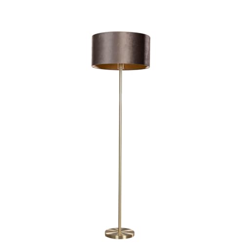Qazqa - Klassisch I Antik Stehleuchte I Stehlampe I Standleuchte I Lampe I Leuchte Messing mit Samt-Schirm Braun 40cm - Simplo I Wohnzimmer I Schlafzimmer - Stahl Länglich I Rund - LED geeignet E27 Qazqa - Klassisch I Antik Stehleuchte I Stehlampe I Standleuchte I Lampe I Leuchte Messing mit Samt-Schirm Braun 40cm - Simplo I Wohnzimmer I Schlafzimmer - Stahl Länglich I Rund - LED geeignet E27 von Qazqa