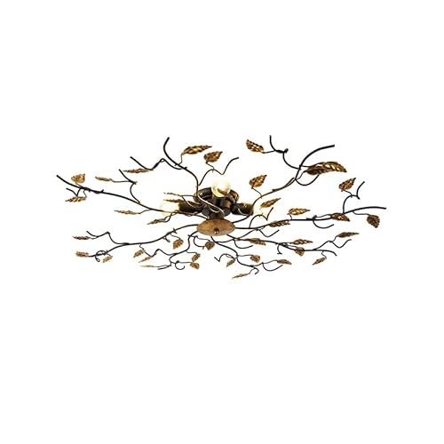 Qazqa - Klassisch I Antik Vintage Deckenlampe schwarz mit Gold I Messing 80 cm 4-flammig Lichter - Foglie I Wohnzimmer I Schlafzimmer - Stahl Rund - LED geeignet E14 von Qazqa