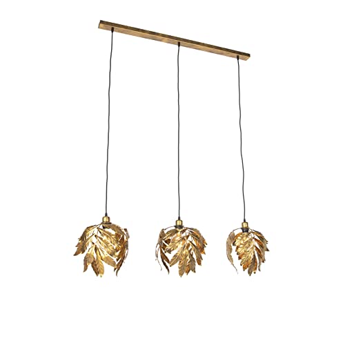 Qazqa - Klassisch I Antik Vintage Hängelampe I Pendellampe I Pendelleuchte Antik Gold I Messing länglich 3-flammig - Linde I Wohnzimmer I Schlafzimmer - Stahl Länglich I Organisch - LED geeignet E27 Qazqa - Klassisch I Antik Vintage Hängelampe I Pendellampe I Pendelleuchte Antik Gold I Messing länglich 3-flammig - Linde I Wohnzimmer I Schlafzimmer - Stahl Länglich I Organisch - LED geeignet E27 von Qazqa