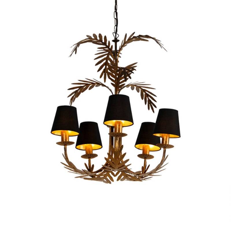 Qazqa Kronleuchter Botanica, ohne Leuchtmittel, E14, Schwarz, Landhaus, Stahl, 5-flammig von Qazqa